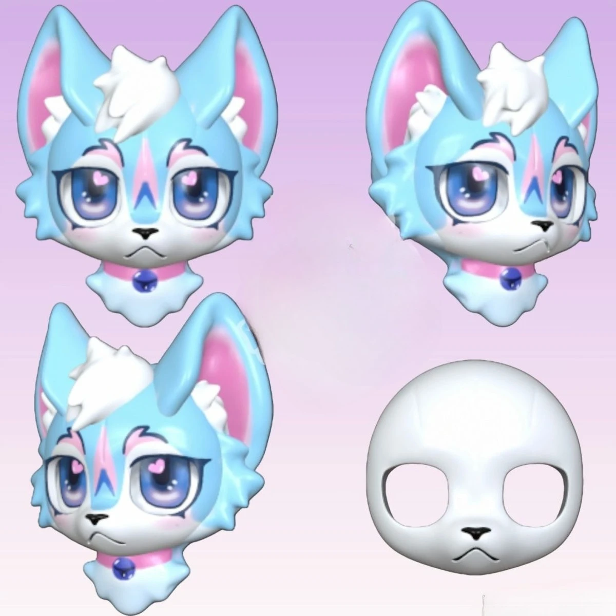 Kemono Base Mask Feline and canine Based Head Mask Universal Cold Face Cute Animal Outfit Skull Cute Cosplay Accessories view 6