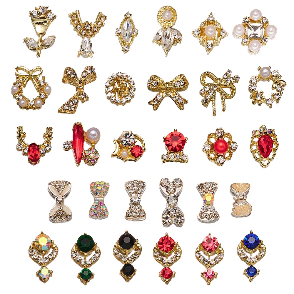 Boxed Luxury Shiny Planet Nail Charms Alloy Matal 3D Nail Art Rhinestone Bling Mix Styles Strass Diamond Manicure Decoration Gem