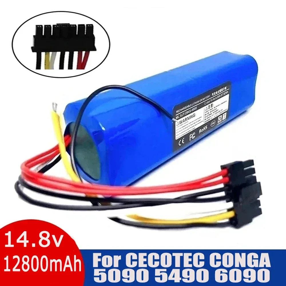 New 14.8V 12800mAh INR18650 MH1-4S2P-300S Robot Battery for Cecotec Conga 5090 5490 6090 Robotic Vacuum Cleaner