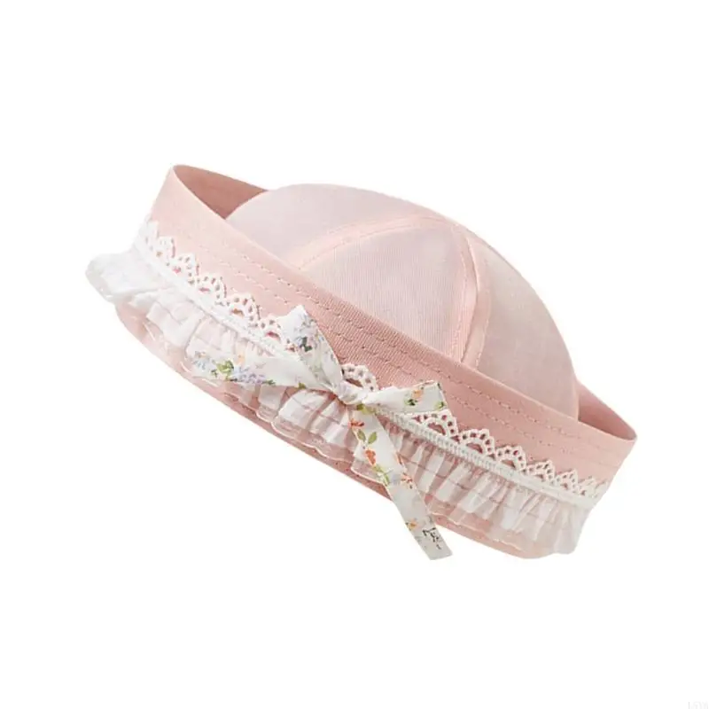 L5YA للجنسين قبعة البحارة قبعة مزخرفة بعقدة على شكل فيونكة قبعة بأربطة جميلة للارتداء اليومي #3