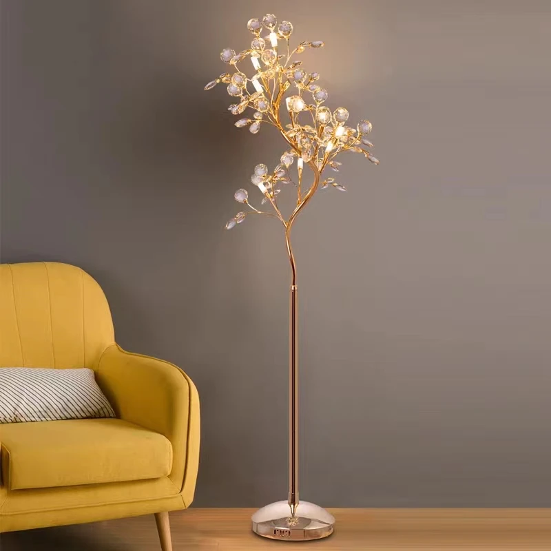 الكريستال مصباح أرضي غرفة المعيشة أريكة الديكور فروع شجرة ضوء الفاخرة الراقية الطابق مصباح غرفة نوم عمودي 2023 نموذج جديد #5