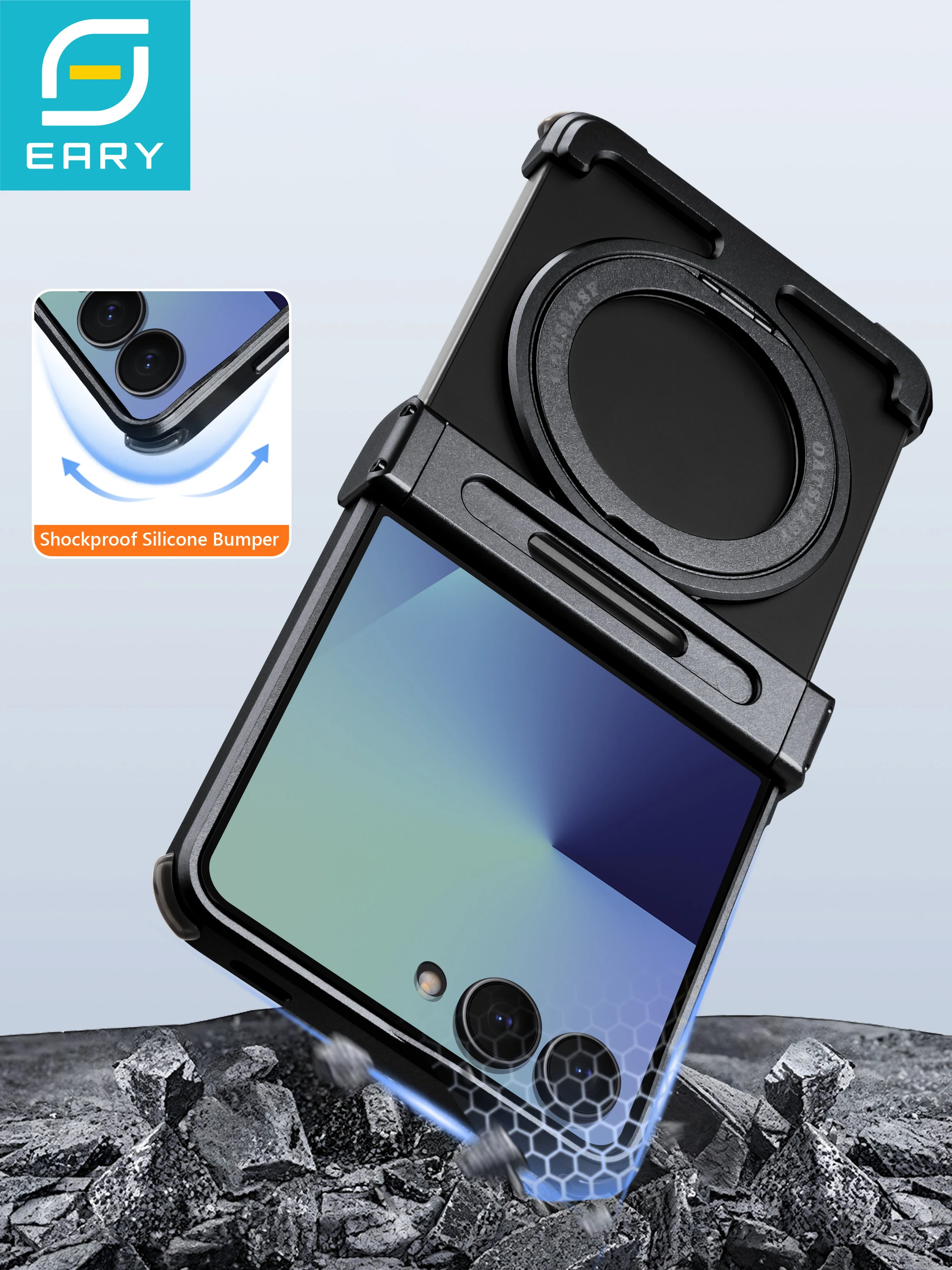 

Eary for Samsung Galaxy Z Flip 7 Case for MagSafe With 360°Rotate Magnetic Kickstand Ultra-Thin Shells Shockproof 7 Phone Cover