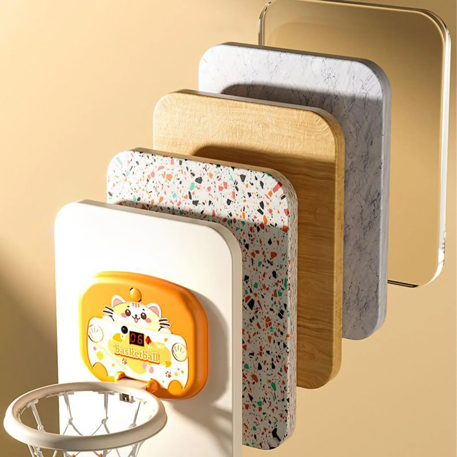 어린이용 미니 농구대 세트, 벽걸이형 실내 스포츠 장난감, 점수판 포함, 남아 여아 침실 거실 가정용 게임