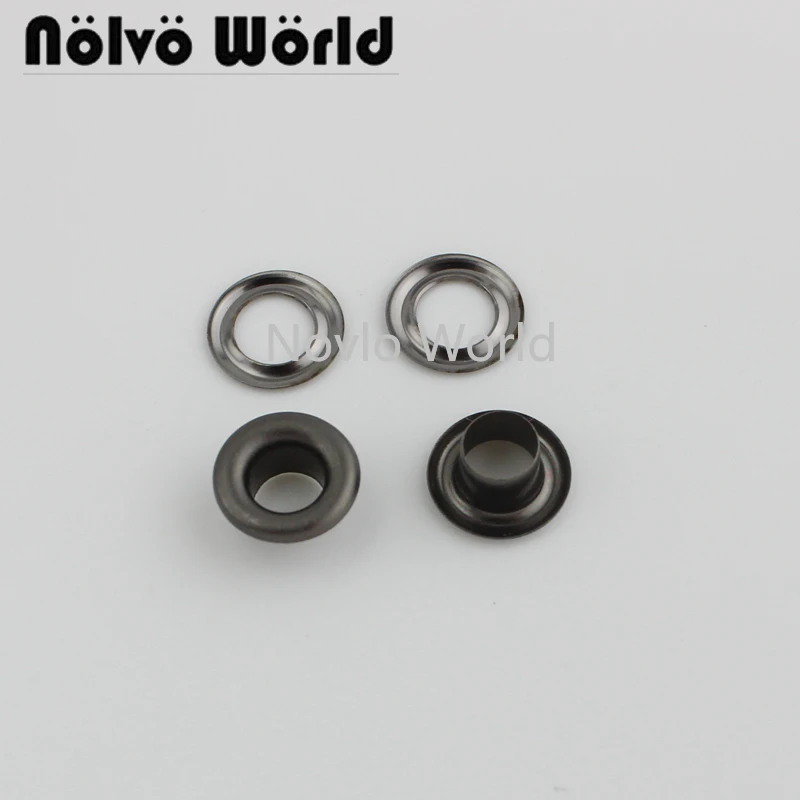 20pieces 6 size 4.5-5-6-8-10-12mm matte gunmetal metal eyelets with grommet for leather craft shoe belt bag clothes accessories