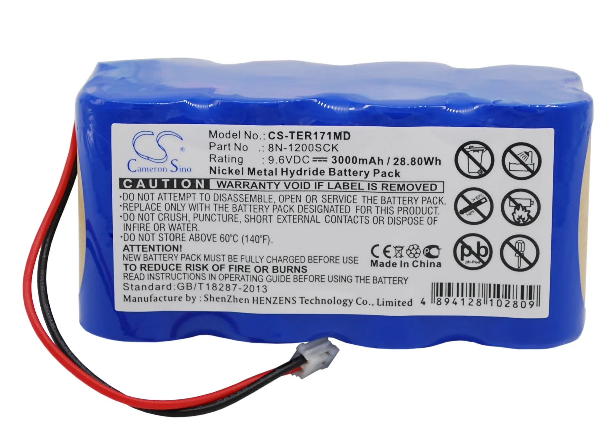 Battery for Terumo TE-171,TE-172,infusion pump TE-171,infusion pump TE-172 PN:8N-1200SCK (3000mAh) 9.6V