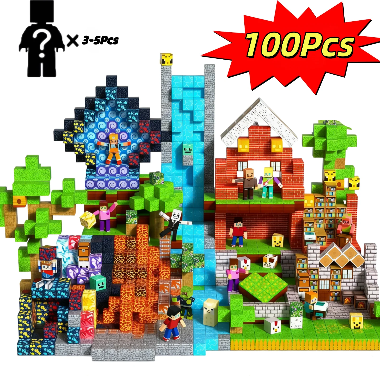 

Магнитные строительные блоки, 100 шт., развивающие STEM-игрушки для детей от 3 лет, конструктор для самостоятельной сборки, креативный подарок для детей