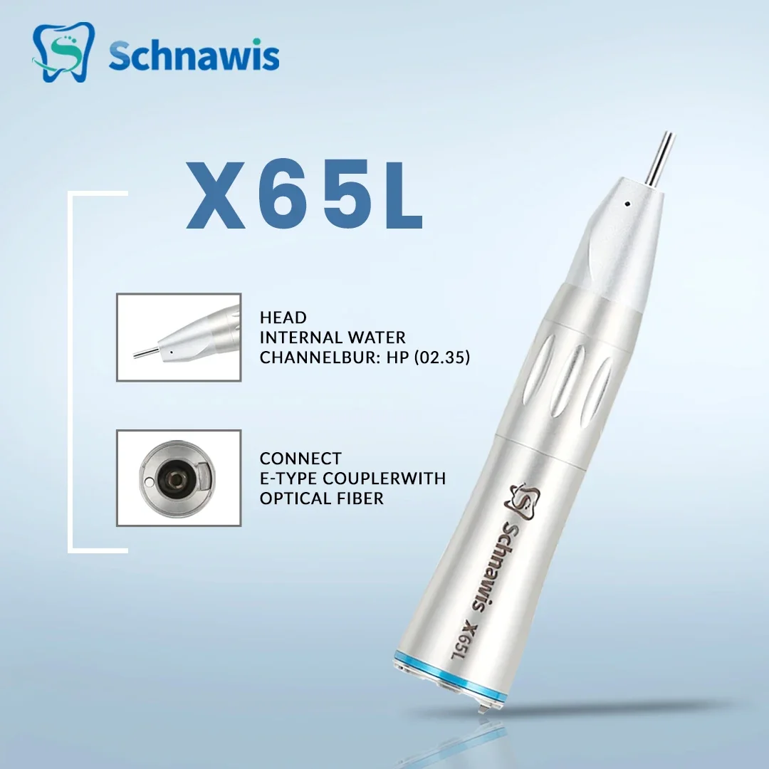 X65L Dentistry Straight Handpiece 1:1Blue Ring Straight Inner Water Handpiece with Optic Fiber Using for Dental Implant Surgery