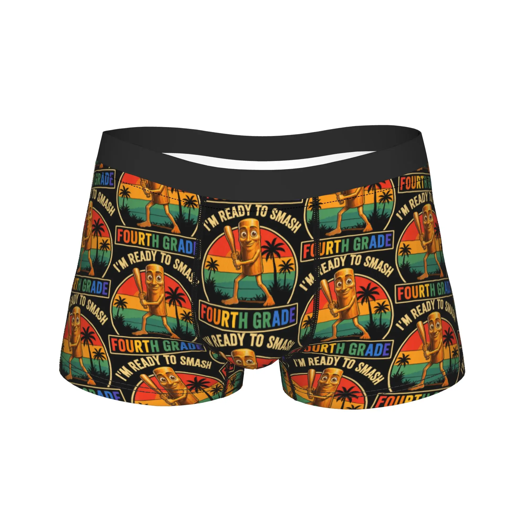 Back to School 4th Grade Tung Tung Sahur Meme Underwear  Print Boxershorts High Quality Man Panties Comfortable Shorts Briefs