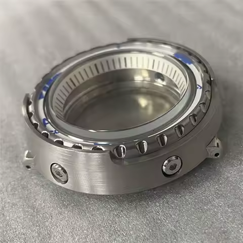 45mm Tuna Canned Watch Case Ceramic Bezel Mineral Glass Steel Shell White Inner Ring For NH35/NH36 Movement