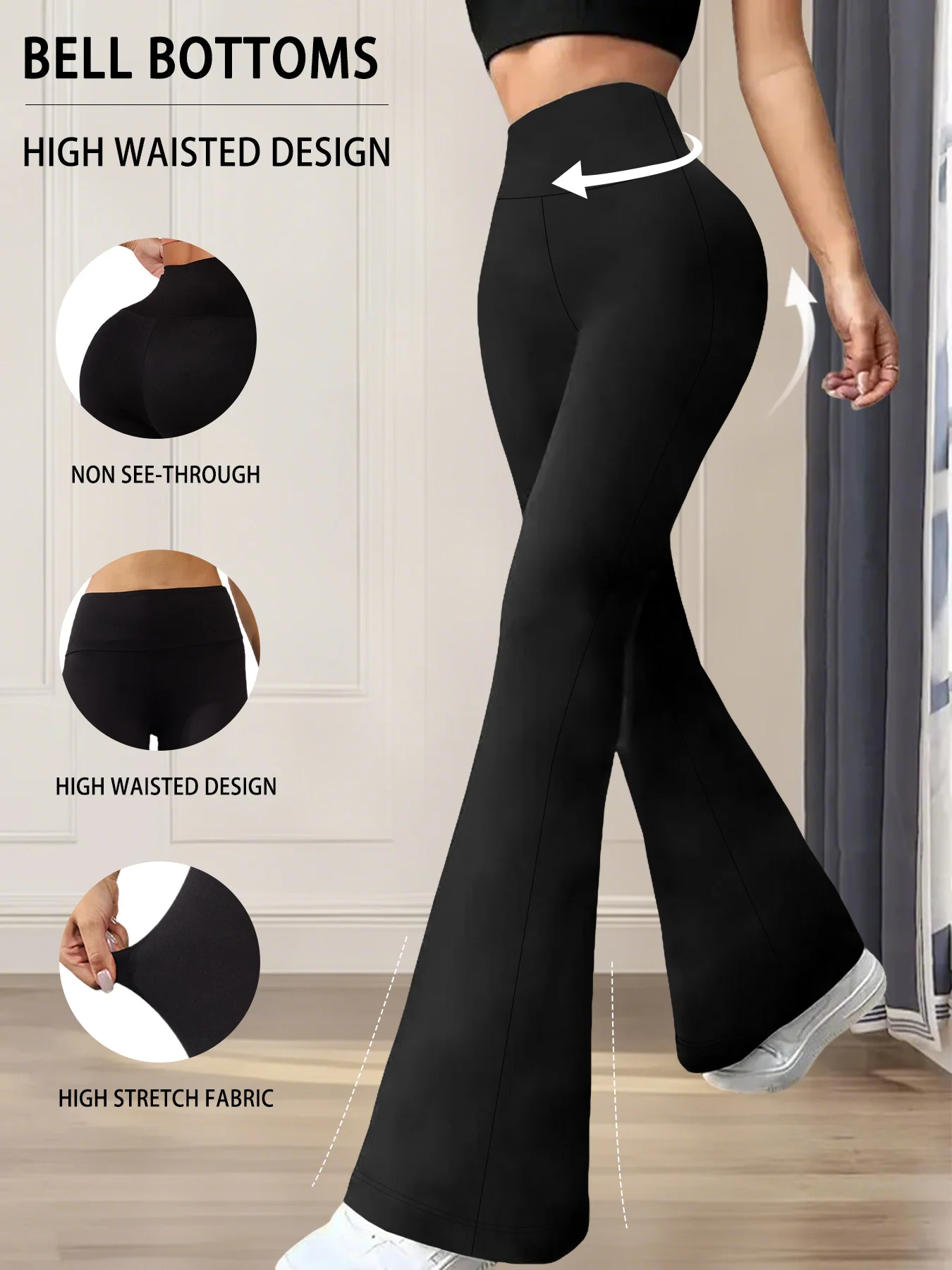 

Элегантные женские расклешенные брюки с высокой талией для тренировок по йоге. Подходит для женщин. Леггинсы для отдыха.