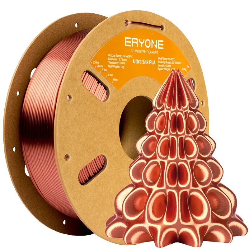 ERYONE 1KG Ultra-Seide PLA 3D-Drucker Filament 1,75mm, Seidig Glänzende Oberfläche, Glänzend Glatte Oberfläche Lebendige Farbe 1kg Spule