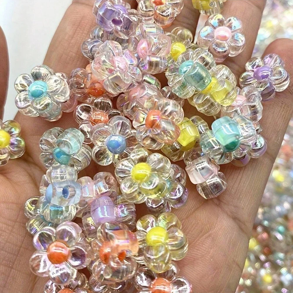 12mm 200/100pcs Random color mixing Flower Acrylic Beads Matter Mix Color For Jewelry Making Dly Handicrafts Business Supplies image 6