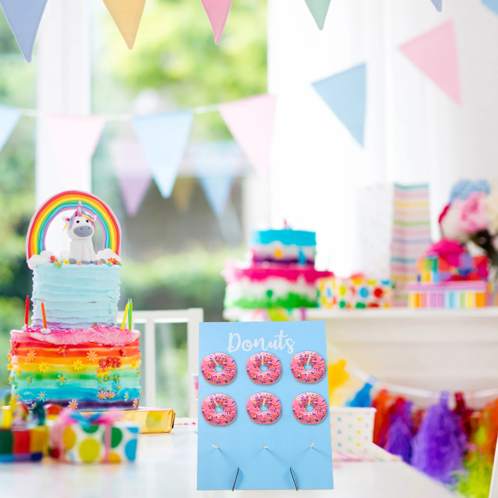 Donut Stand Decoration Display Wooden Doughnut Birthday Party Decorations Holder Shelves