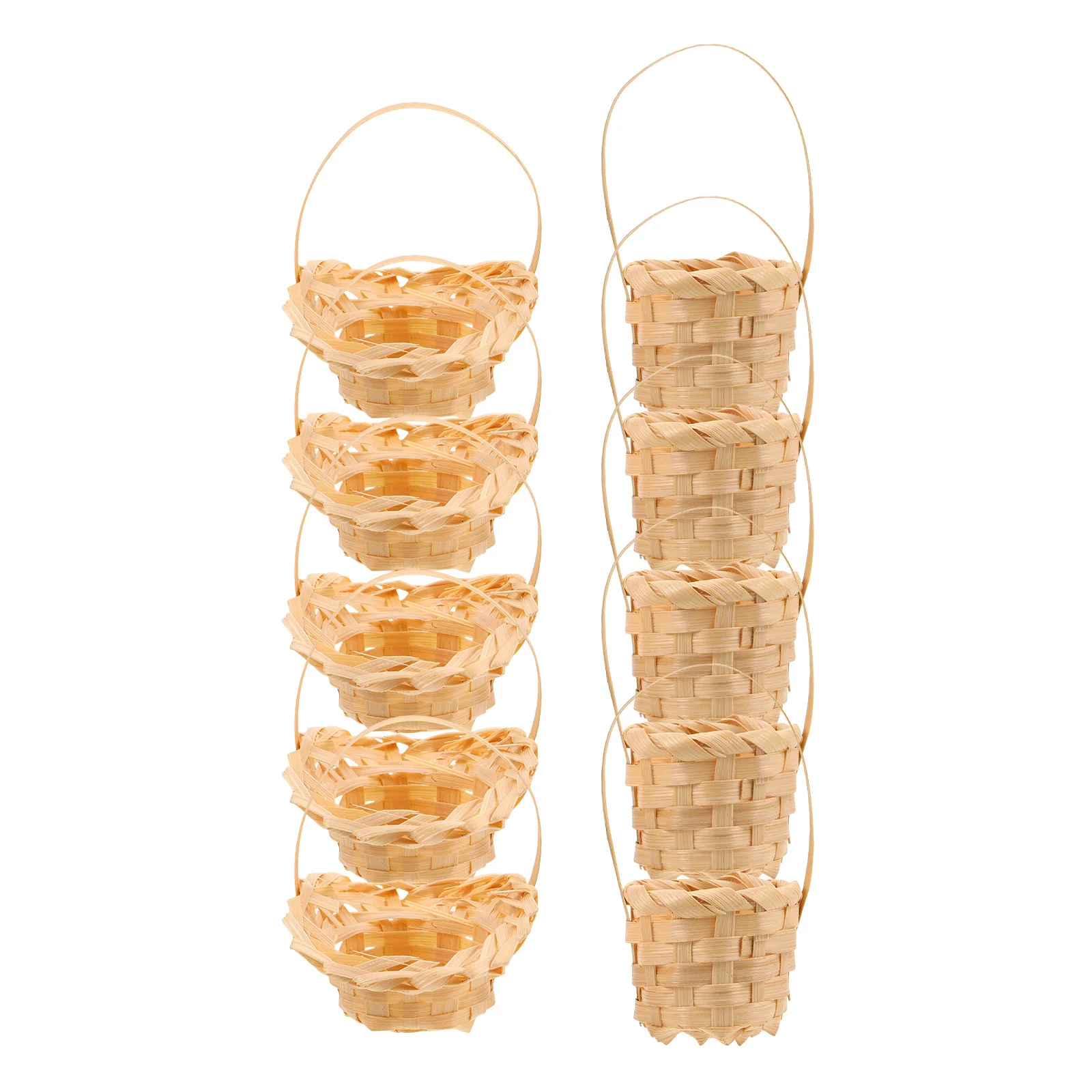 

10 шт. миниатюрная плетеная корзина из искусственного ротанга, мини-корзина для хранения с ручкой для кукольного домика, кухонные аксессуары, сказочный сад