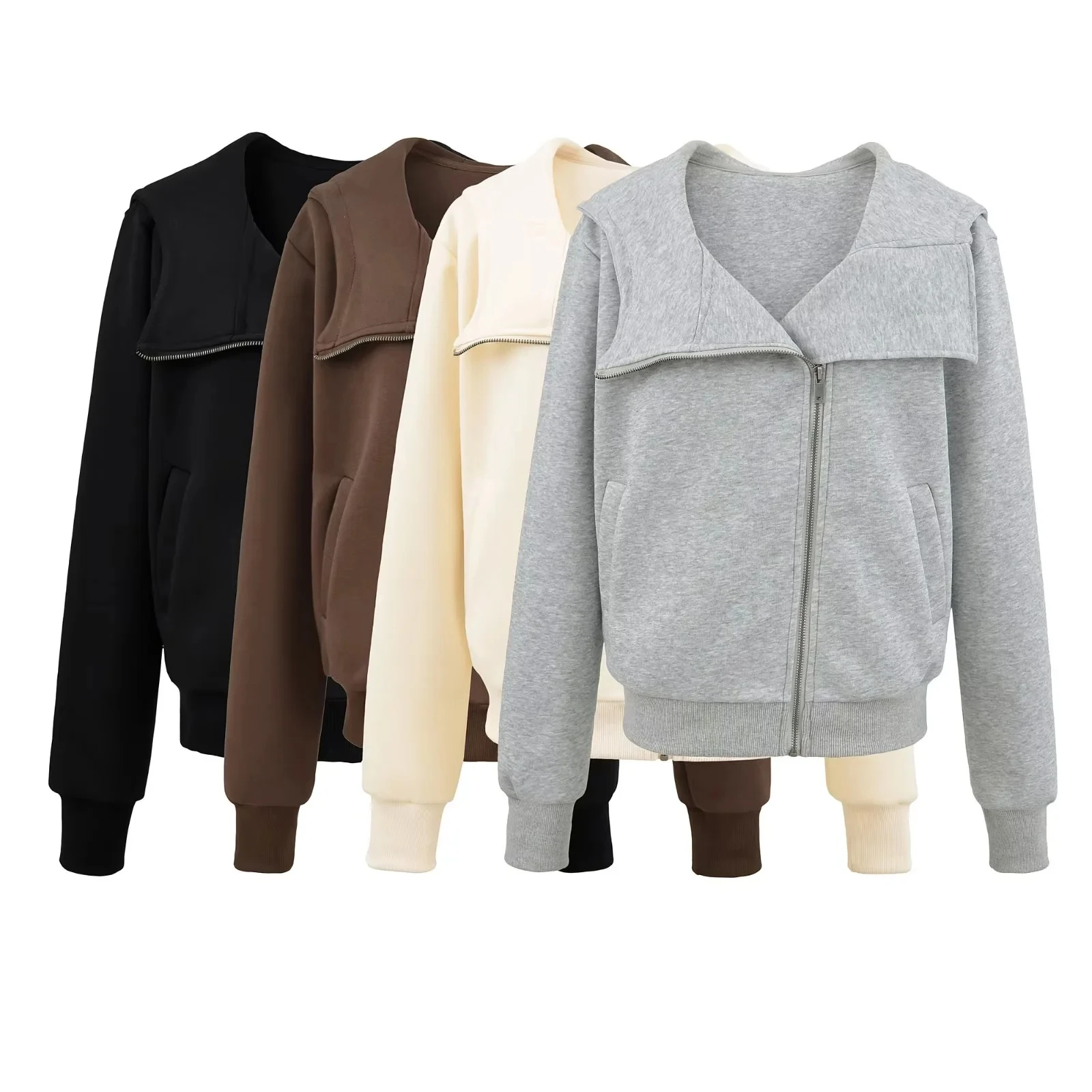 เสื้อฮู้ดสไตล์อเมริกันเรโทร แขนยาว ทรงหลวม สไตล์ลำลอง สำหรับผู้หญิง ใส่ได้หลายโอกาส มีซิป