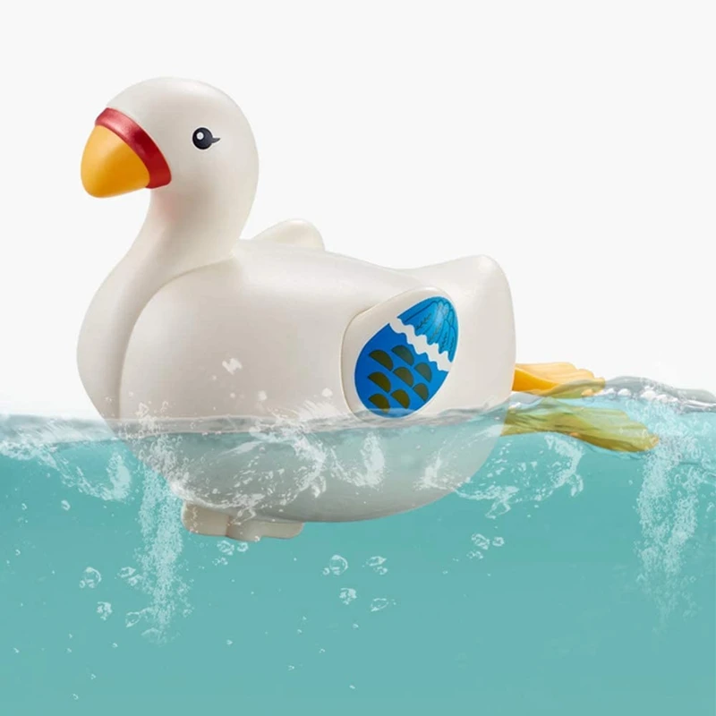 3PCS Cute Cartoon Little Swan Baby Bath Toys Floating Toddler Wind Up Bath Toys For Over 18 Months