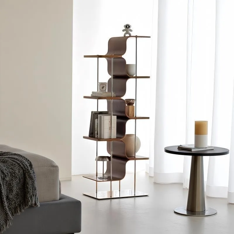 

Nordic retro solid wood display rack designer simple living room corner decorative shelf display study shelf