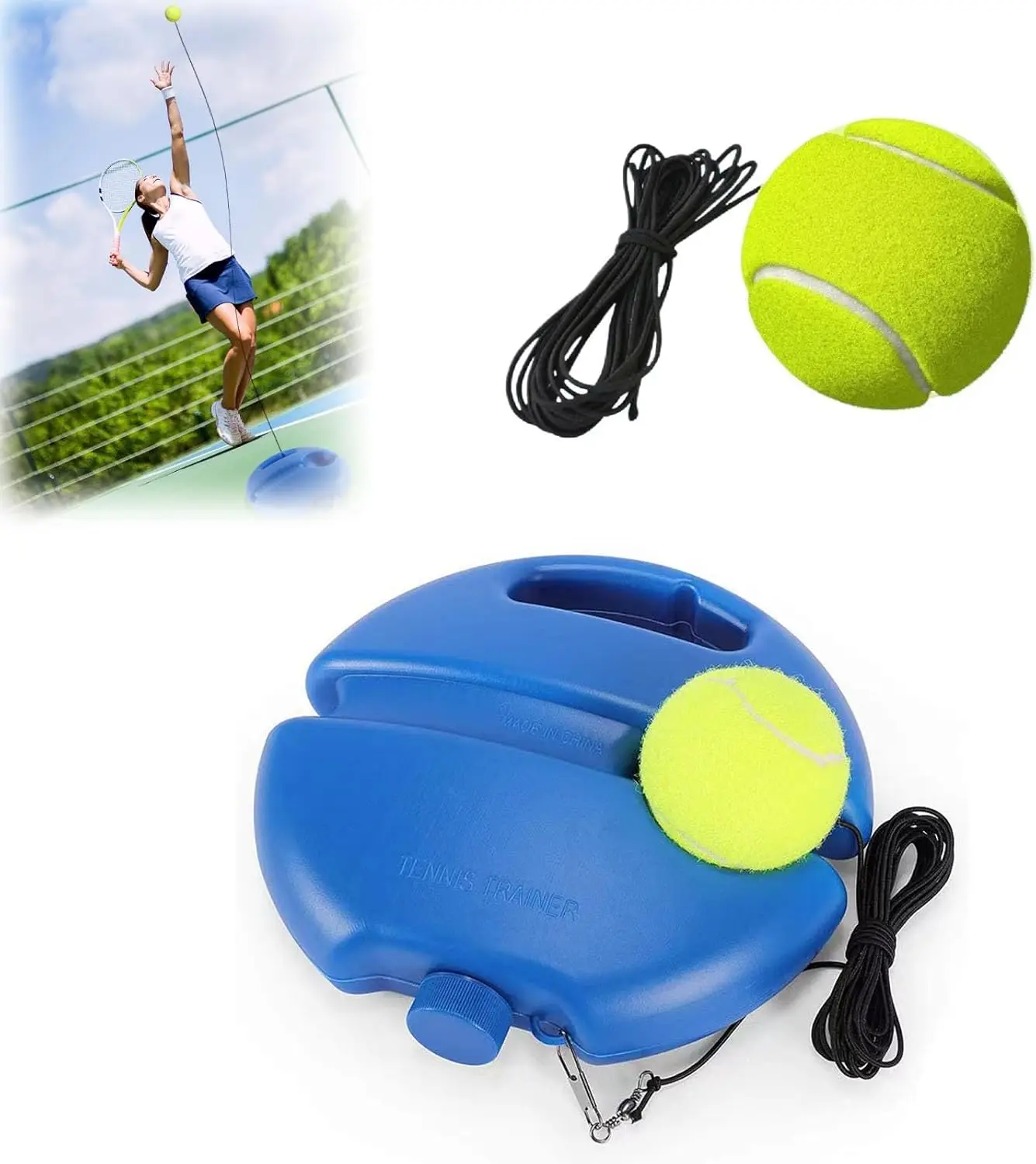

Heavy-Duty Elastic Rope Tennis Training Tool Basic Exerciser Automatic Rebound Rubber Trainer Partner for Sparring Tennis