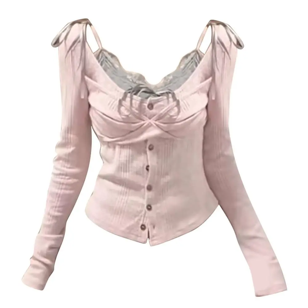 Koerean Fashion Cardigan Two Piece Women Casual Long Sleeve Sweet Girl Y2k Vintage Kawaii Harajuku Aesthetics Women Clothing