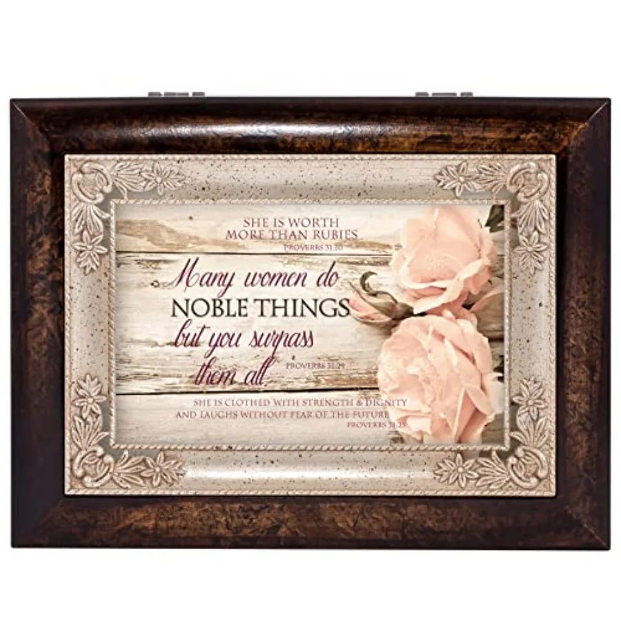 

Many Women Do Noble Things Burlwood Jewelry Music Box Plays Amazing Grace