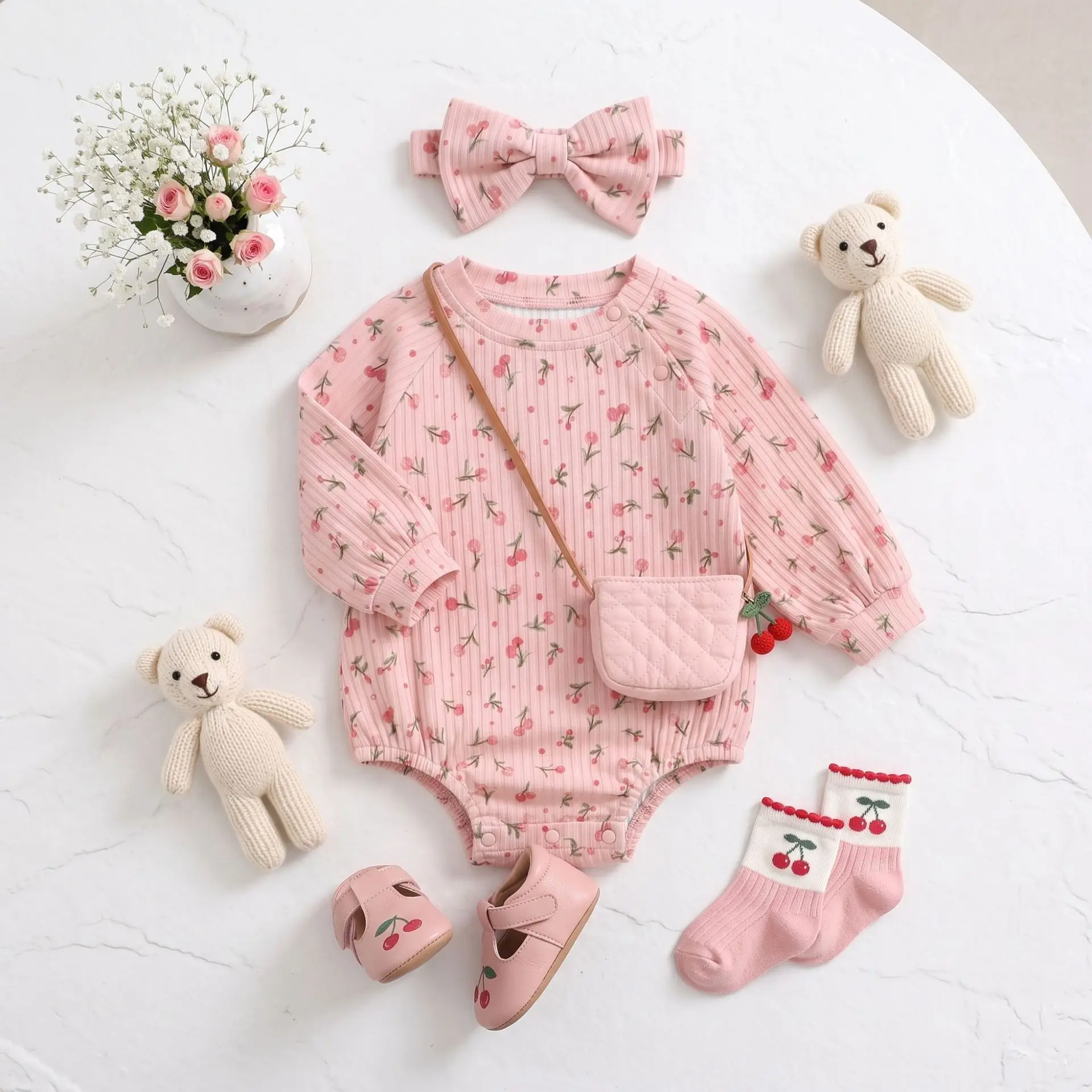 0-24M Newborn Kid Baby Girl Flower Clothes Long Sleeve Romper Long Sleeve Jumpsuit Cute Sweet Princess Outfit