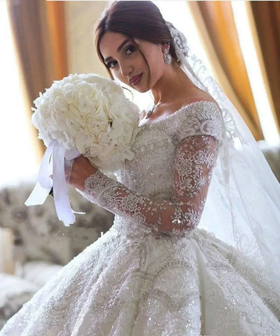 فساتين زفاف فاخرة من الدانتيل والخرز 2025 ثوب حفلة أنيق دبي زي العرائس الزواج المملكة العربية السعودية مخصصة فيستدوس دي نوفيا