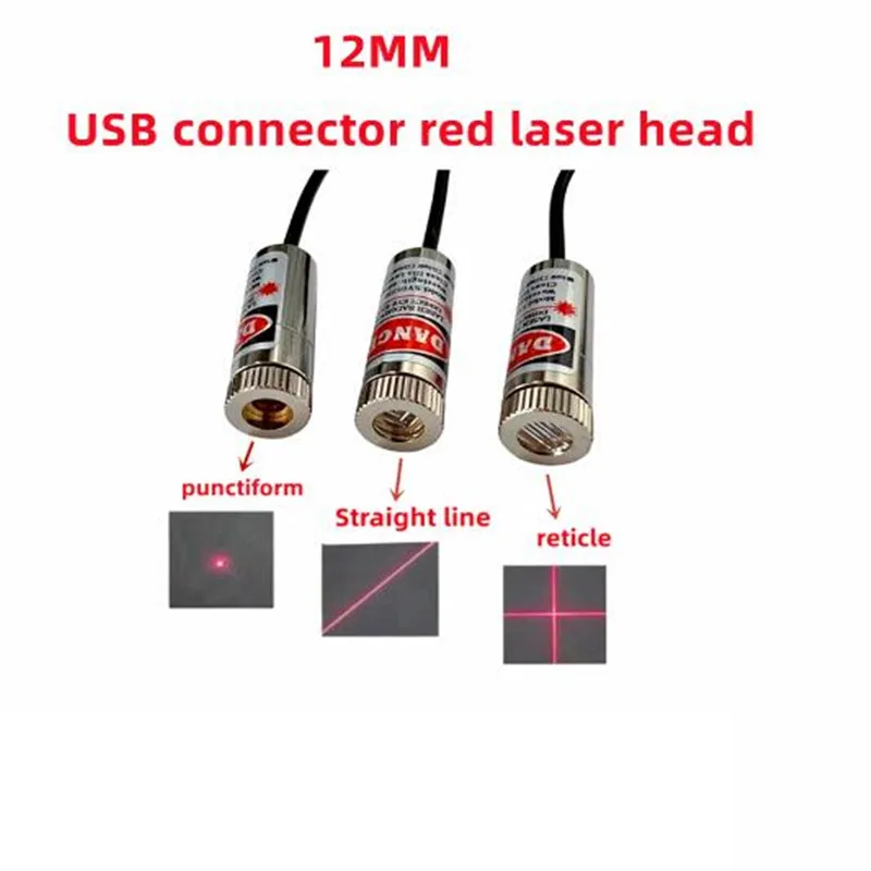 USB connector laser module 12mm 5mw Adjustable focus red Diode laser head Industrial level 650nm Dot Line Cross Beam location