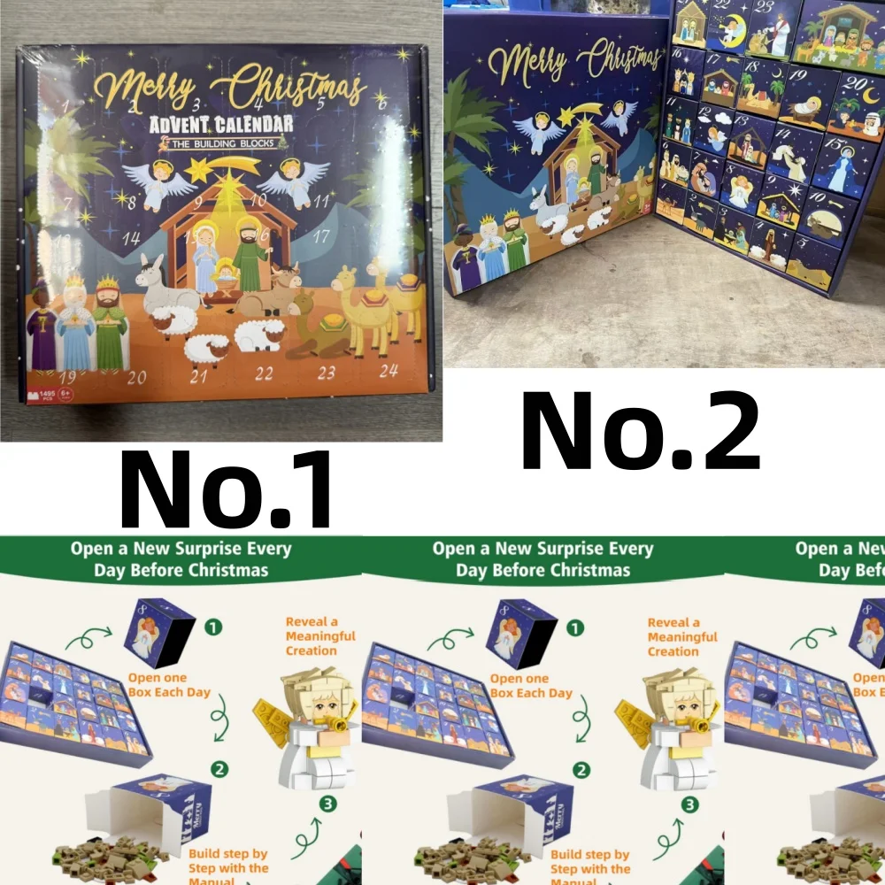 Christmas Advent Calendar Miniature Nativity Figurine Set Nativity Playset, 24 Days Christmas Countdown Calendar