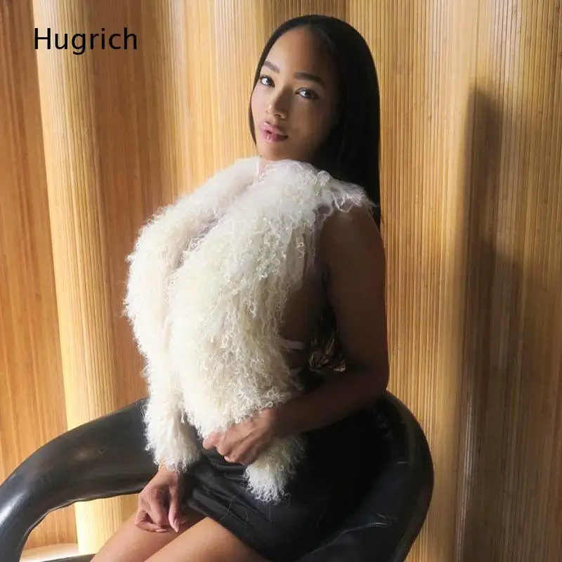 2026 Open Front Fluffy Curly Faux Fur Vest Solid White Sleeveless Outerwear Streetwear