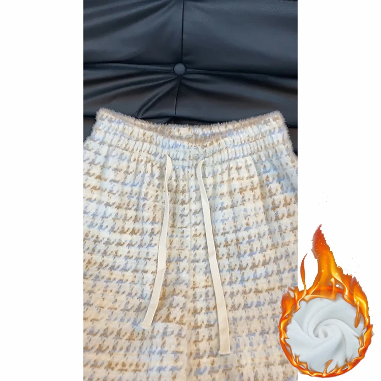 Thiened pantalones casuales de terciopelo para mujer Otoño Invierno 2025 nuevos pantalones de pierna ancha sueltos Lazy Sle efecto adelgazante coreano Sle