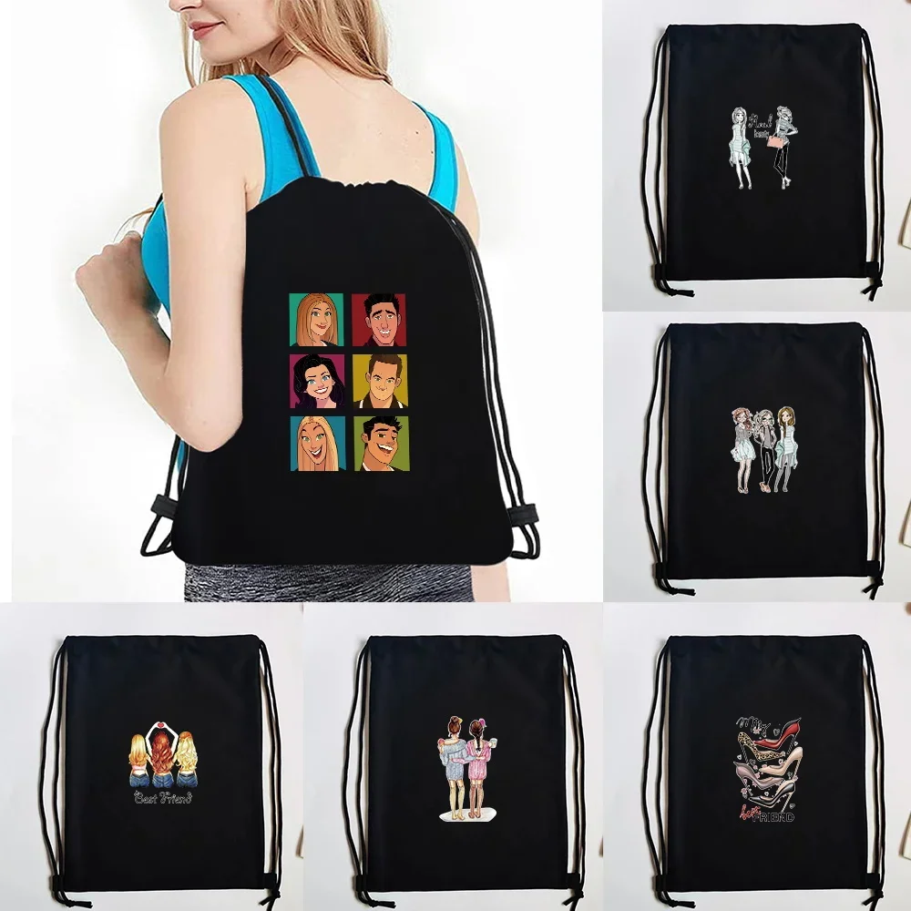 Drawstring Backpack Men and Women Sundries Storage Bag Friends Print Teenager Boy Casual Backpack Travel Bags Bookbag Gift Bags