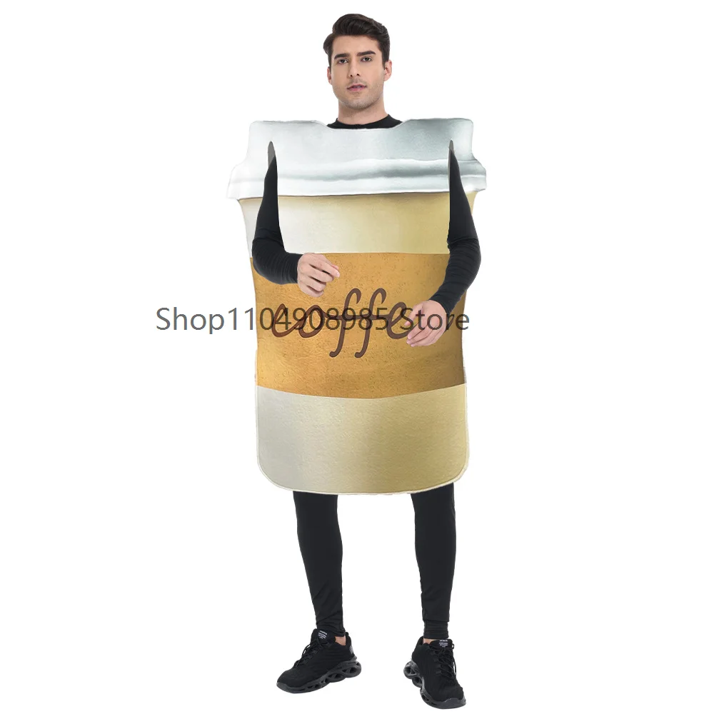 

Coffee Cup Costume Adult Fancy Disguise Outfit Funny Food Party Clothes Carnival Purim Performance Show Suit Costume
