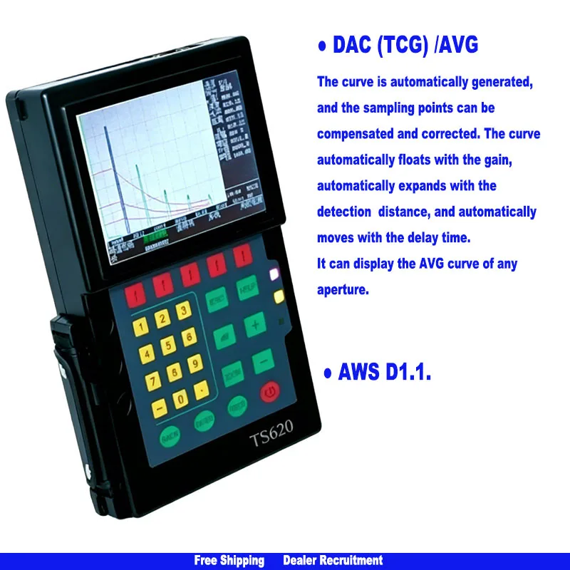 Bullzeye TS620 Portable Ultrasonic Flaw Detectors NDT Digital Non-Destructive Detection Tool for Quality Control
