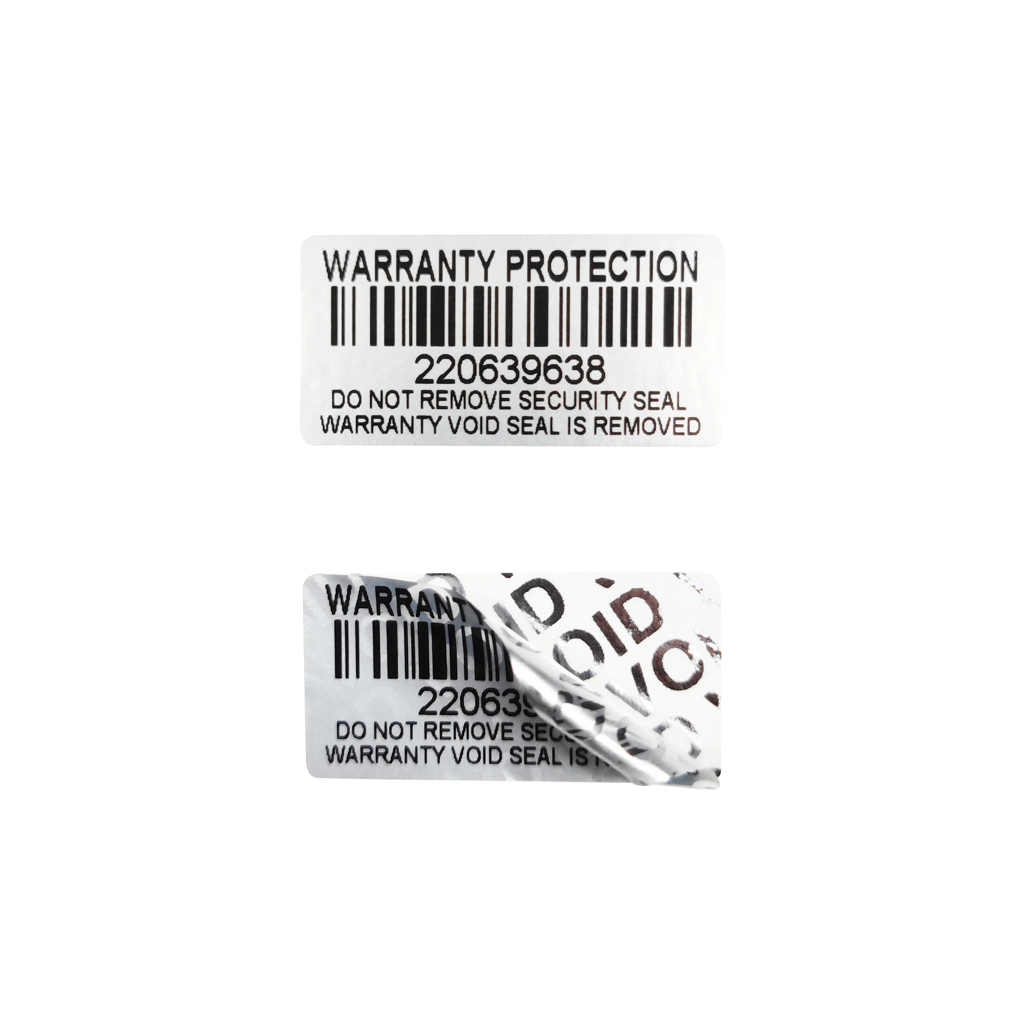 100 szt. Srebrna naklejka ochronna gwarancji (30 mm x 15 mm) Bezpieczna plomba Zabezpieczenie przed manipulacją Gwarancja nieprawidłowa naklejka z numerem seryjnym — zdjęcie produktu 2