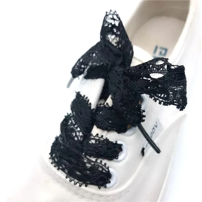 1 Pair Leisure Shoelaces For Small white shoes Flat shoe Laces Women's leather shoes Accessories Black White Shoelace 100CM