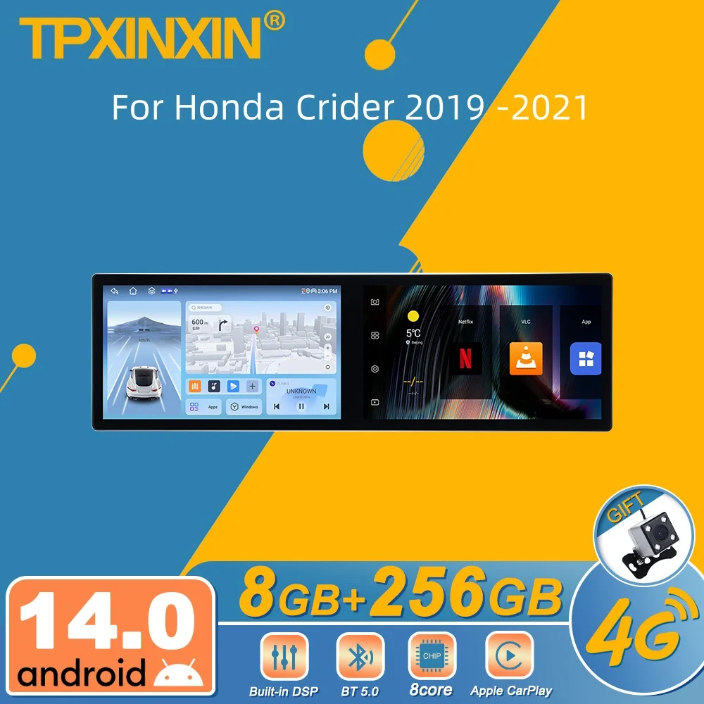 

For Honda Crider 2019 - 2021 Android Car Radio Multimedia Video Player Wireless Carplay Autoradio Stereo GPS Navi Head Unit