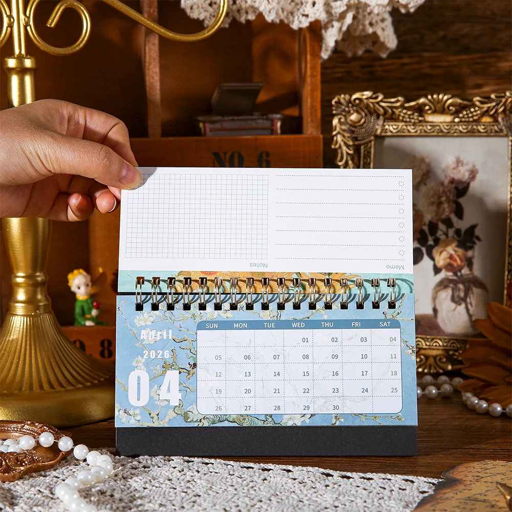 2026 تقويم مكتبي نمط رسم فني عتيق، مخطط شهري مع لوحة مذكرة للمكتب والمنزل والمدرسة والتخطيط والتنظيم #5