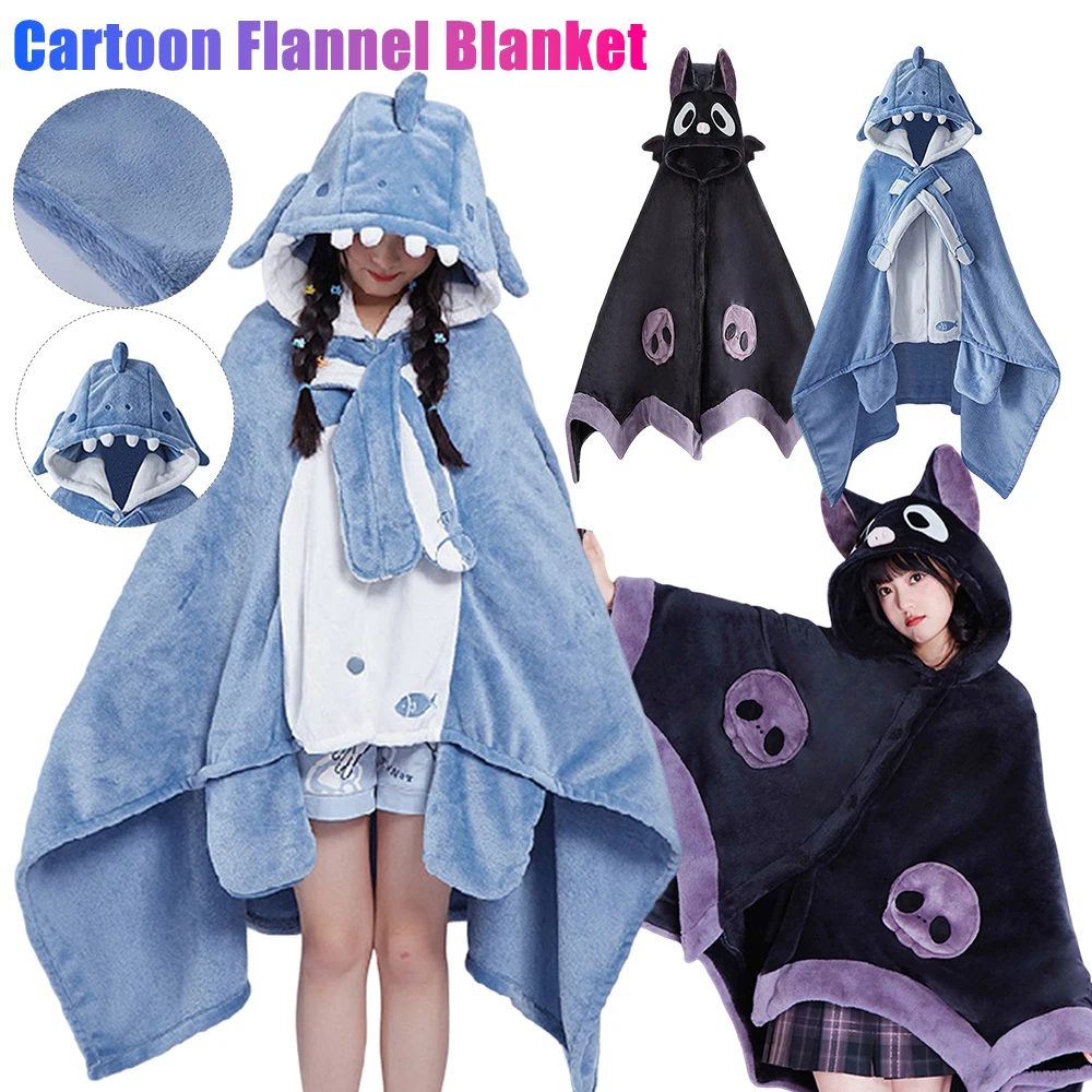 Shark Blanket Adult Cartoon Sleeping Bag Pajama Hooded Warm Flannel Funny Homewear Shark Onesie Sleeping Bag Winter Warm Blanket