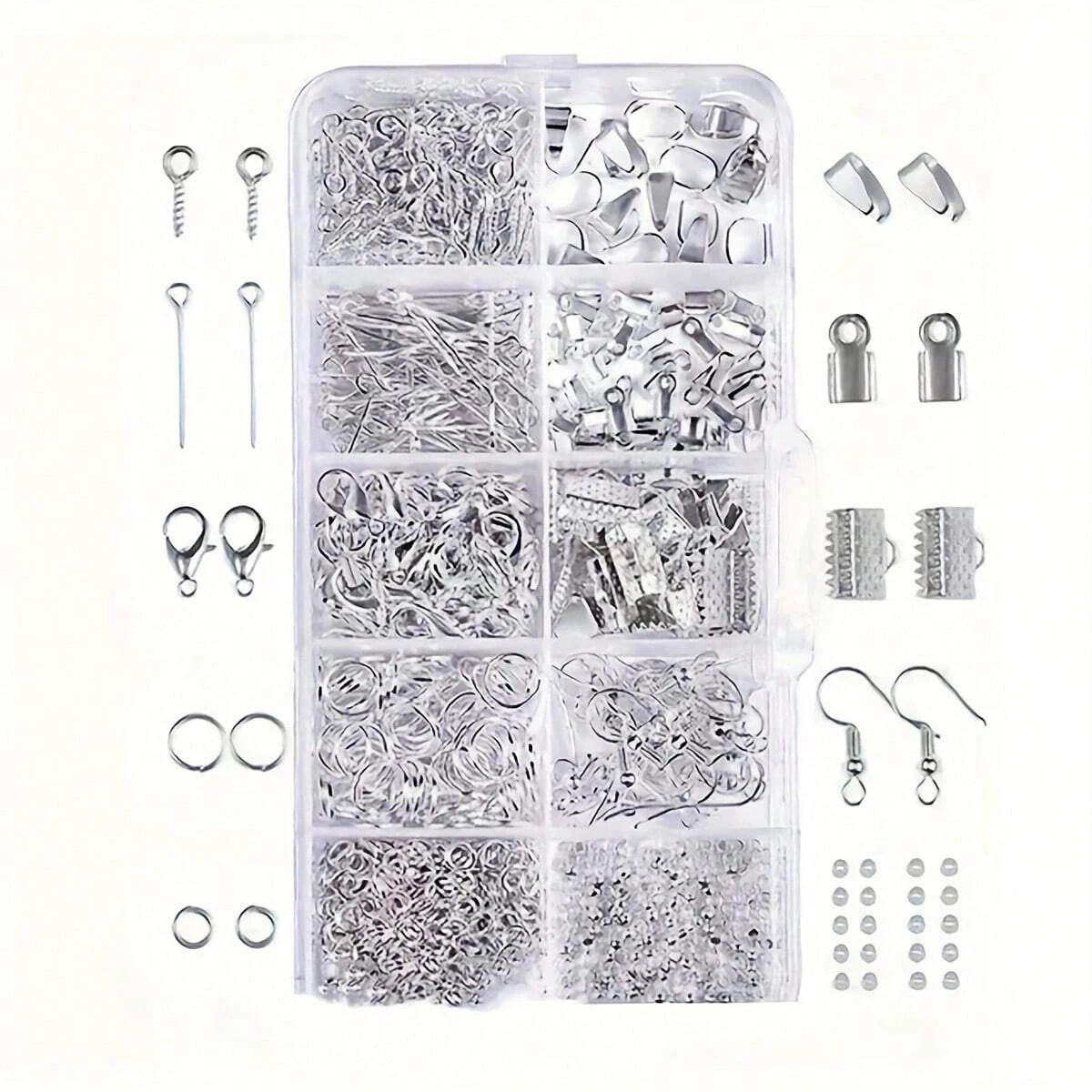 1 Set/1 Box Deluxe Schmuckherstellungs-Starter-Kit, Umfassendes Set für Ohrringe, Halsketten-Zubehör, DIY-Zangen-Set für Schmuckreparaturen – Detail 10