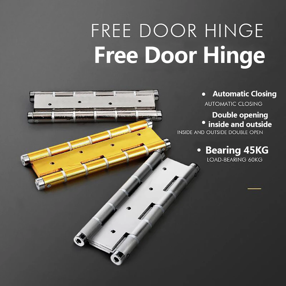 6 inch free double opening double spring door hinge 360° automatic closing door hinge door shaft wooden door folding hinge