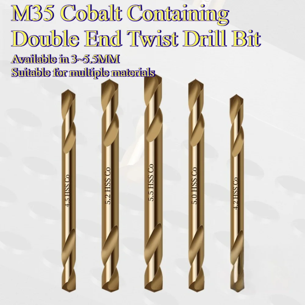M35 HSS Cobalt Double Ended Twist Drill Bit Double Headed Cobalt Containing for Stainless Steel Metal Wood Plastic Drilling
