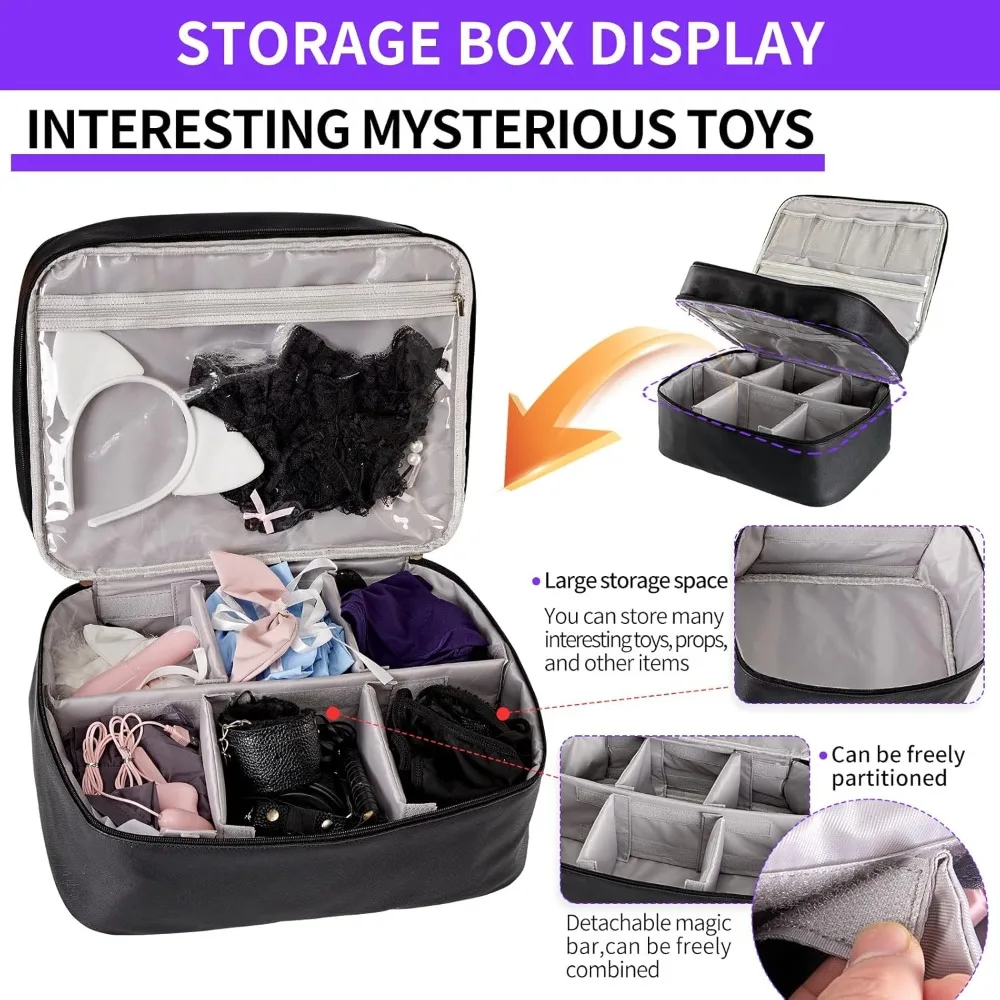 حقيبة تخزين كبيرة من الجلد الصناعي الفاخر للبالغين - 15.7 × 10.2 × 8.7، ناعمة ومتينة، منظم سر