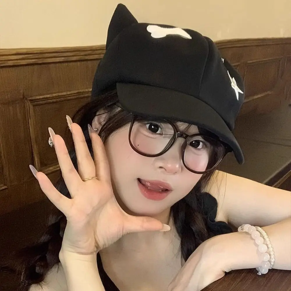 

Fashion Cute Cat Ears Baseball Cap Y2k Harajuku Star Peaked Hat Casual Sweet Visor Cap Streetwear