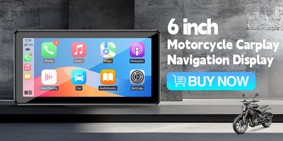 6,5 Zoll Motorrad Tragbare Smart Display IP67 Wasserdichte Drahtlose CarPlay Android Auto Abnehmbare Halterung Bluetooth Monitor – Detail 2