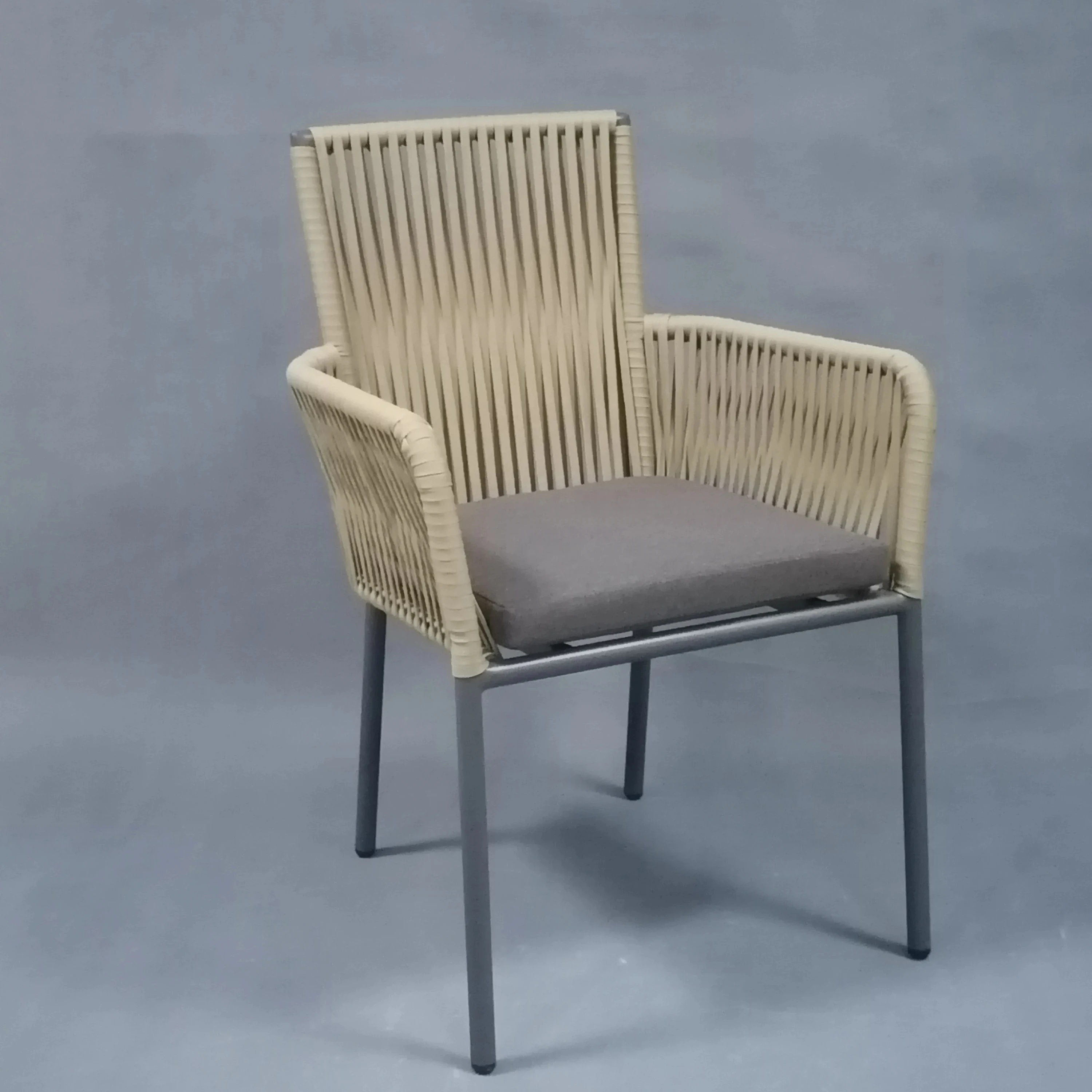 xx-Cheap Outdoor Dining Chair Set Durable Aluminum Frame Waterproof Rope Beach-Applicable Wood Metal Restaurant Furniture