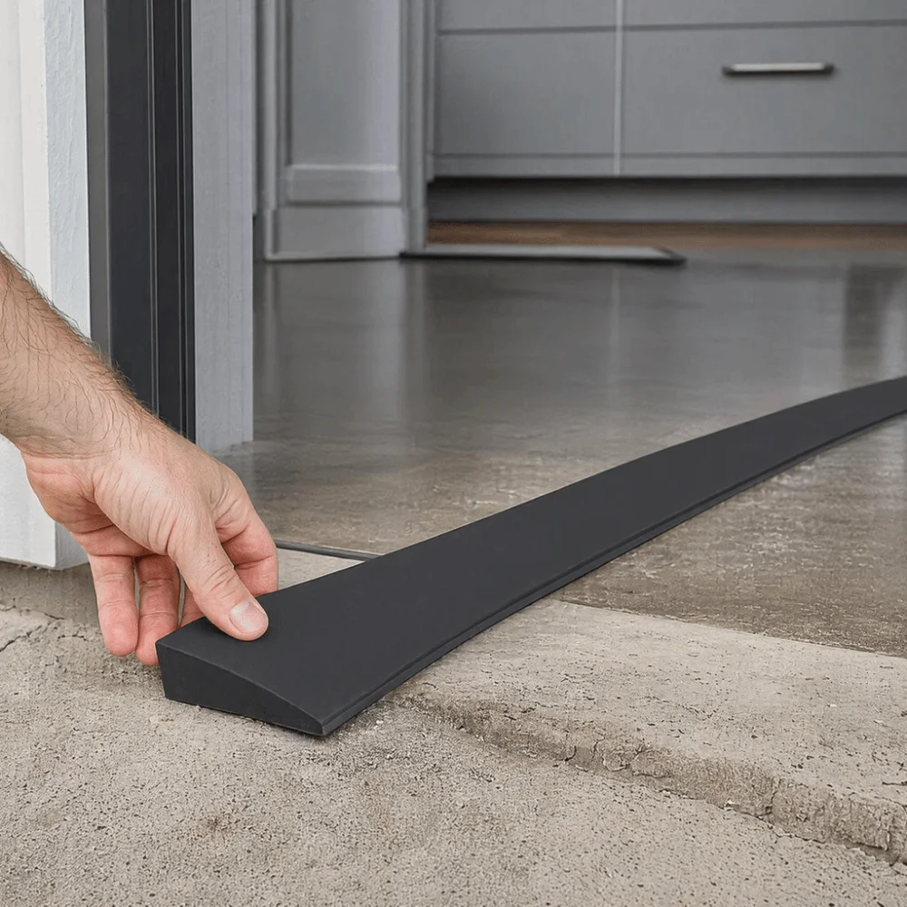 1M Silicone Sweeping Robot Slope Climbing Strip Self-adhesive Bendable Threshold Ramp Anti-slip Waterproof Door Sill Pad