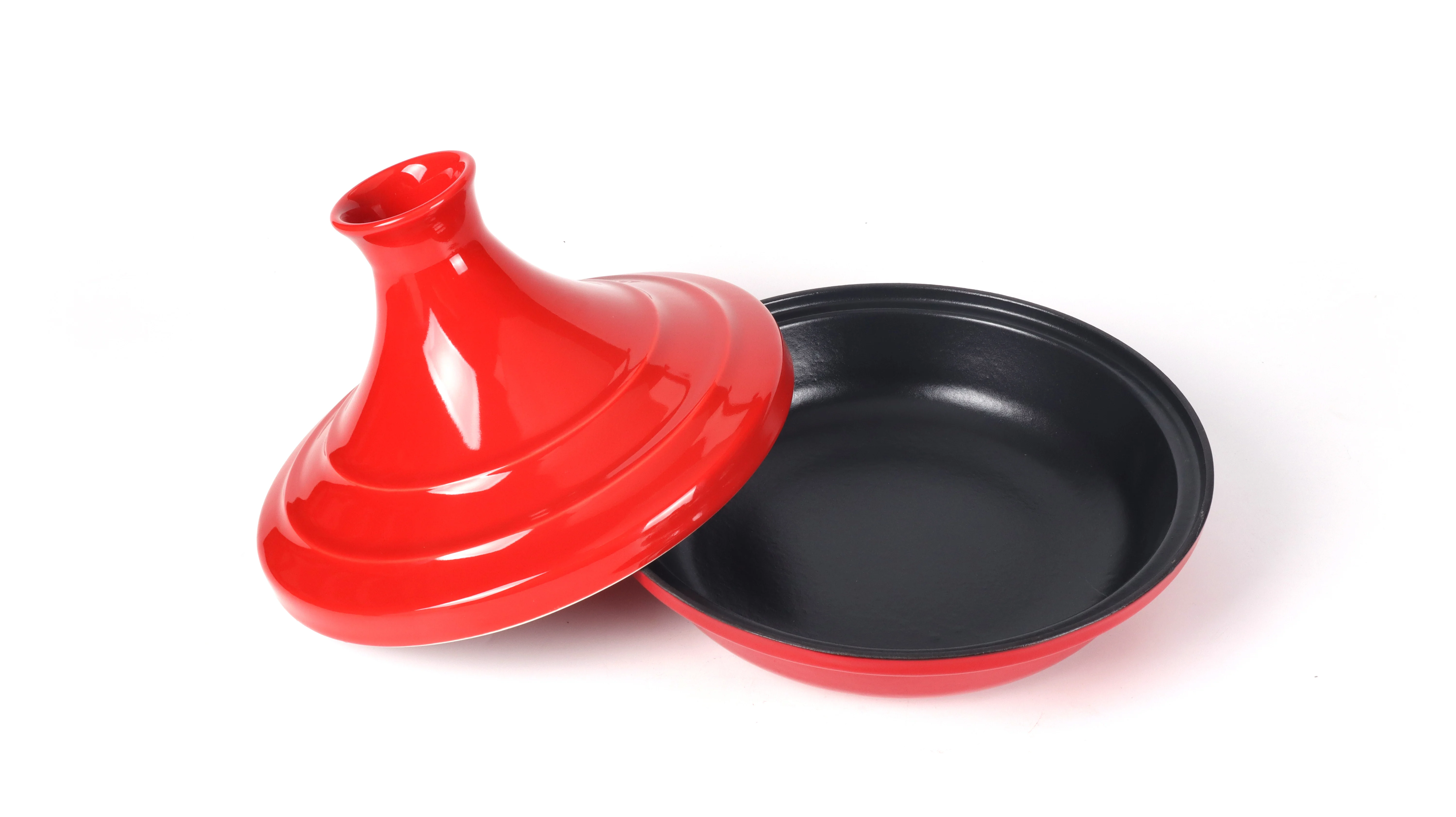Moroccan Cast Iron Cooking Pot Red Color Enameled Cast Iron One-pot Cooking Cast Iron Tagine Pot Moroccan Tajine with Lid