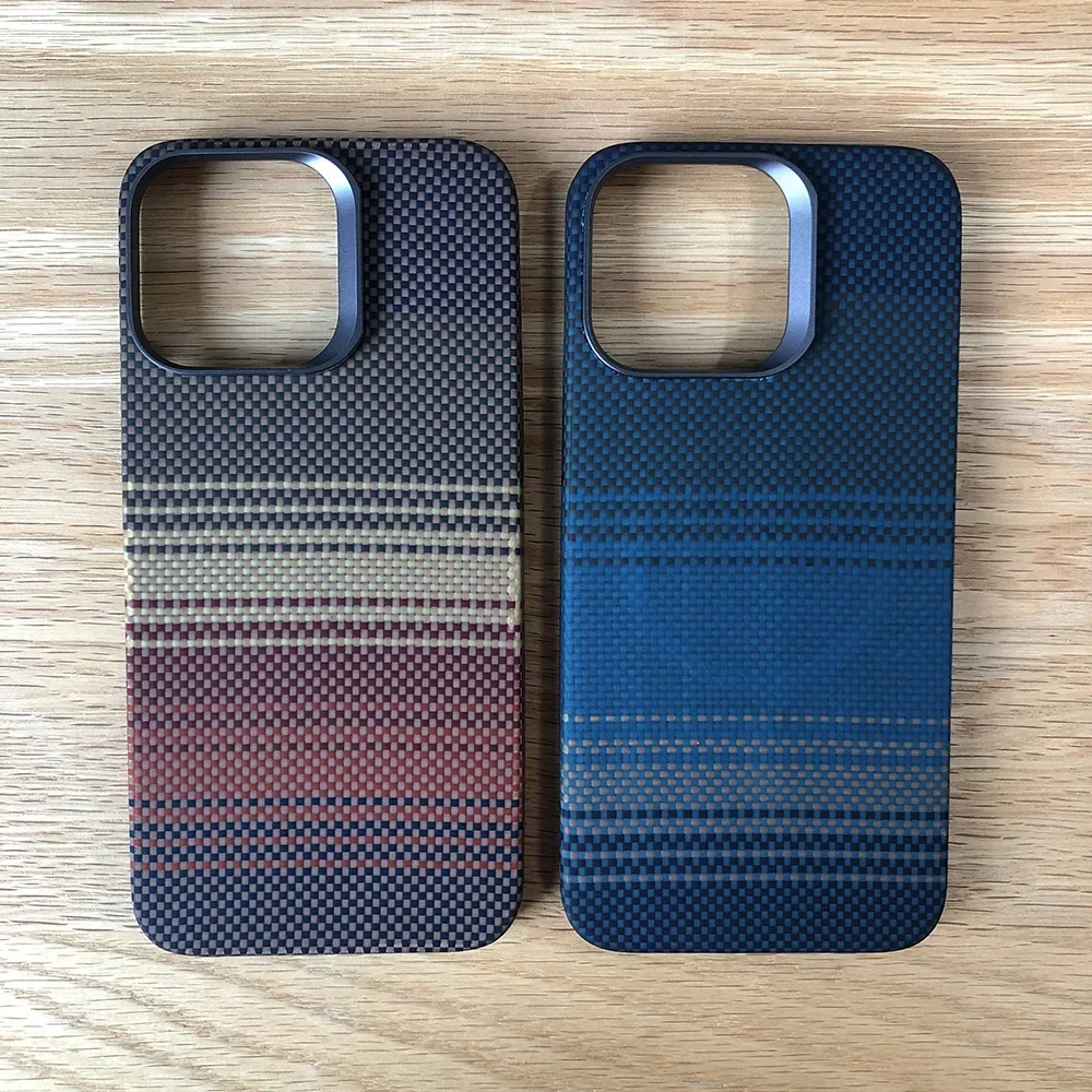 Phone colorful case for Apple iPhone 15 Pro Max ip15pm 15pm Kevlar real Aramid Carbon Fibe case Magnetic Wireless charging 11-12