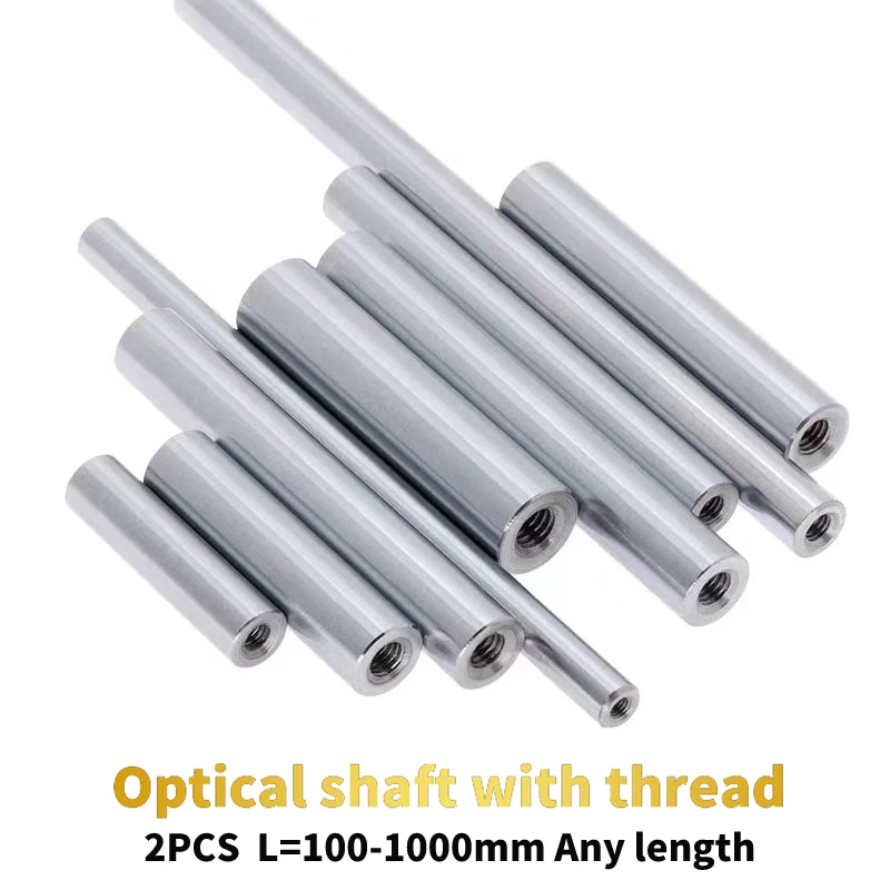 

2PCS linear shaft Length100-1000mm OD8/10/12/16/20/25mm with two ends of M4/M5/M6/M8 thread hole depth of 8-16mm Chromed Harden