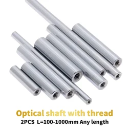 2PCS linear shaft Length100-1000mm OD8/10/12/16/20/25mm with two ends of M4/M5/M6/M8 thread hole depth of 8-16mm Chromed Harden